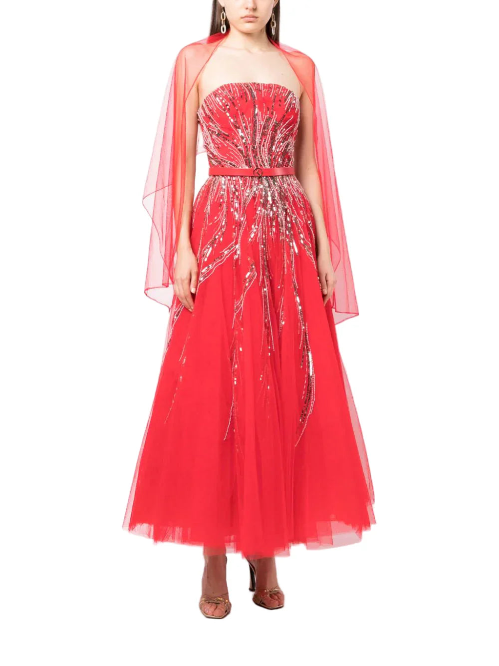 MIDI BEADED TULLE DRESS