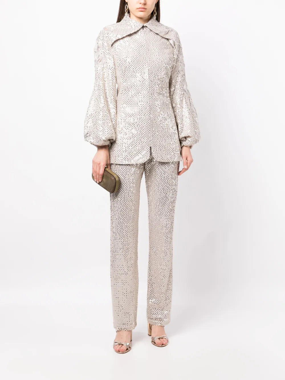 SEQUIN STRAIGHT FIT PANTS