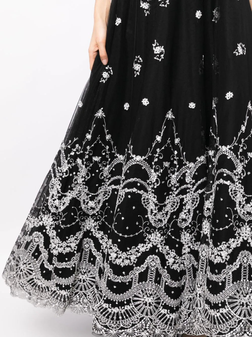 SLEEVELESS EMBROIDERED TULLE DRESS