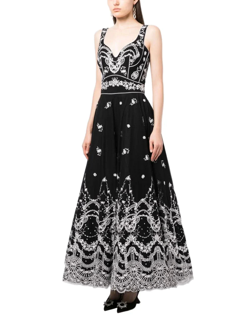 SLEEVELESS EMBROIDERED TULLE DRESS