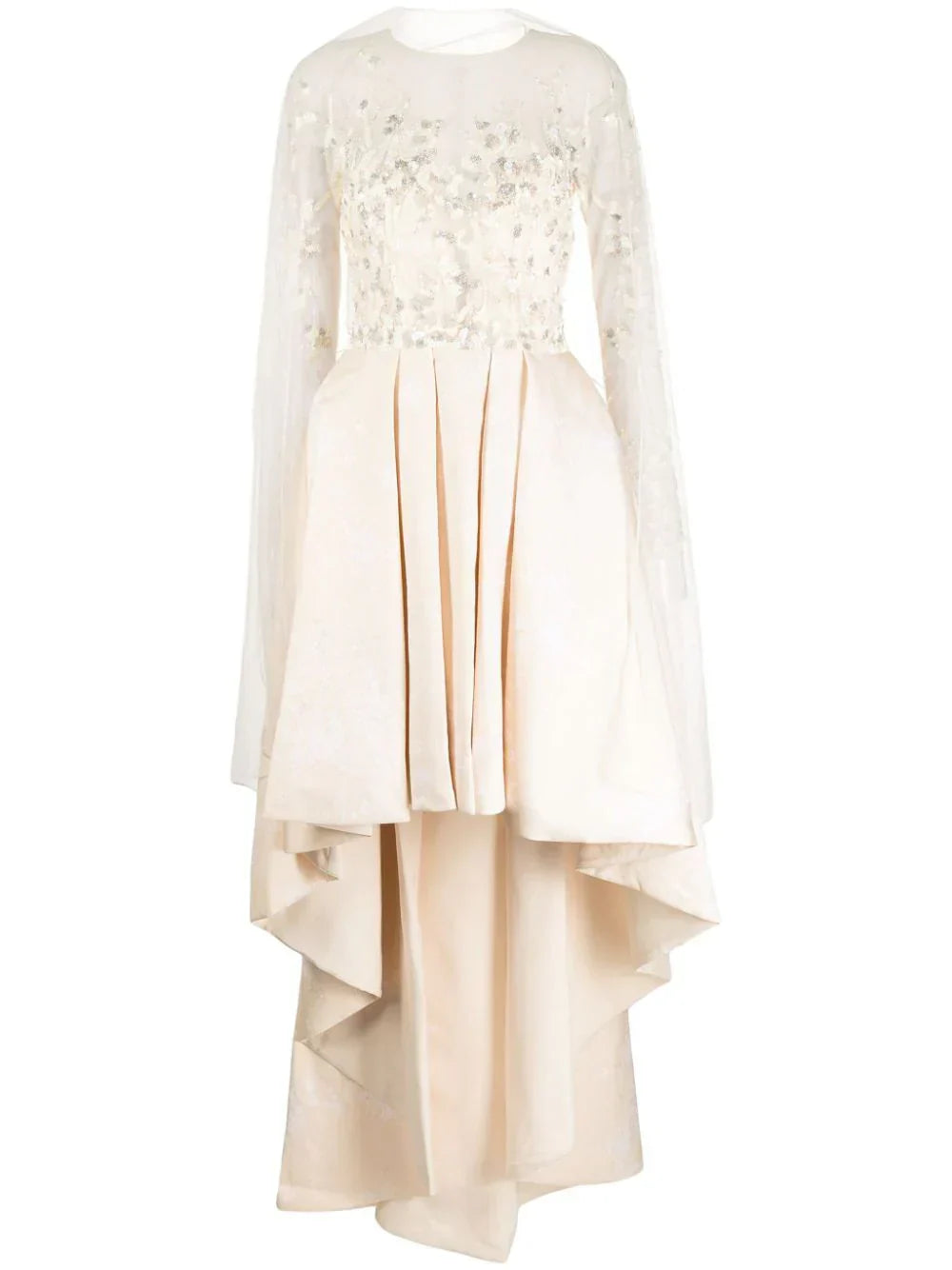 HIGH-LOW BROCADE BEADED DRESS