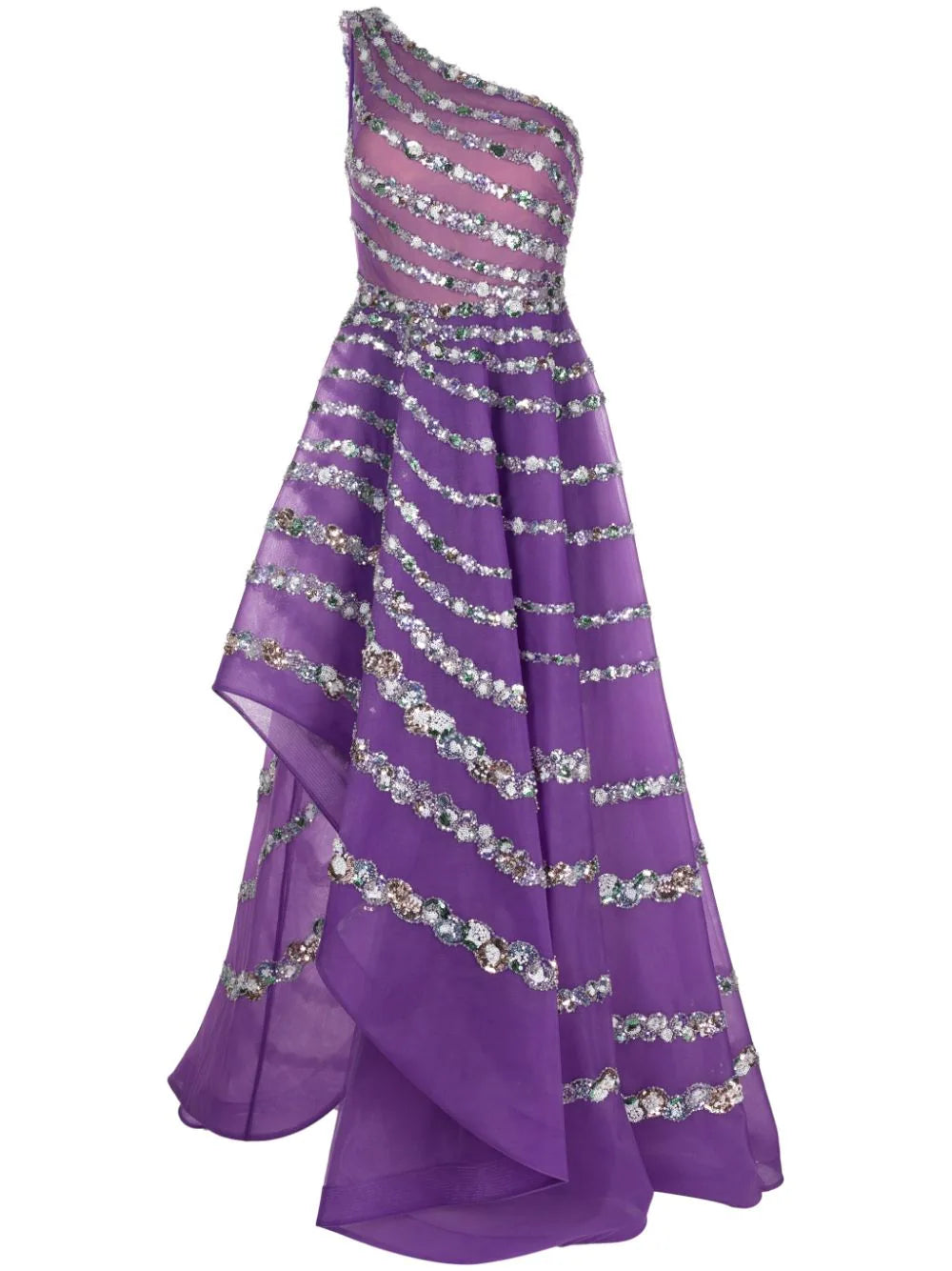 ONE SHOULDER ASYMMETRIC, BEADED DRESS