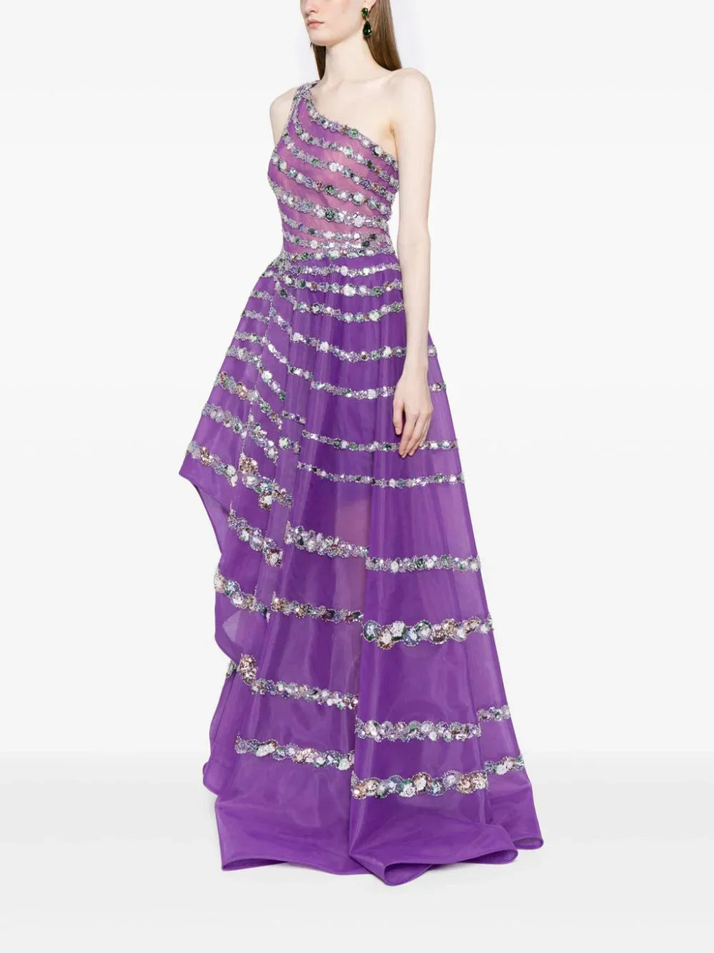 ONE SHOULDER ASYMMETRIC, BEADED DRESS