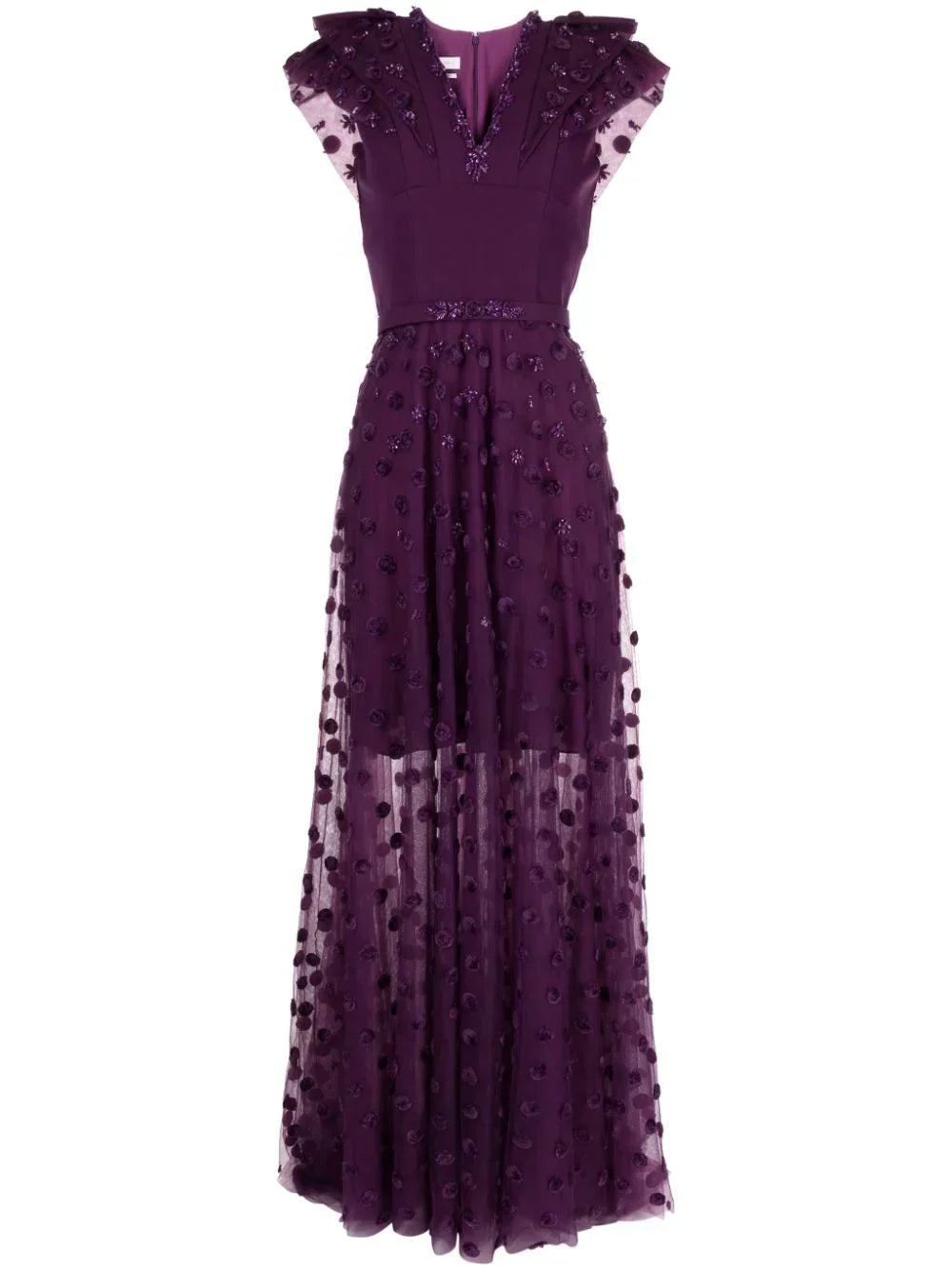 Beaded tulle dress with polka dots