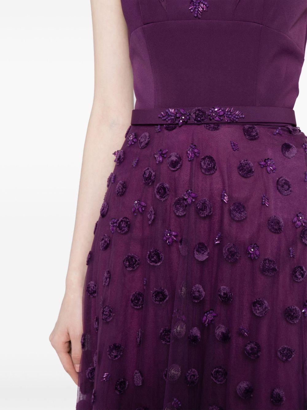 Beaded tulle dress with polka dots