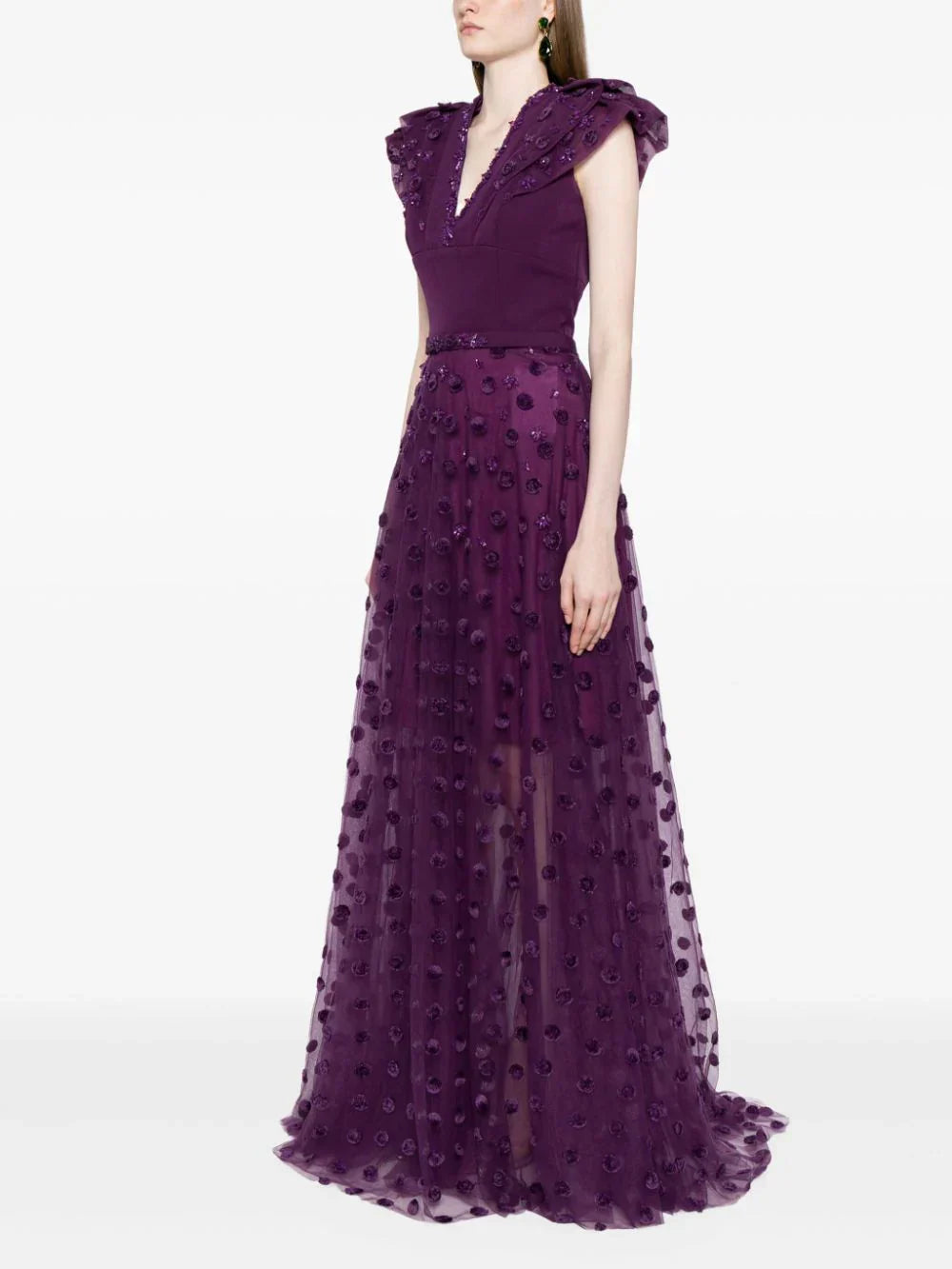 Beaded tulle dress with polka dots