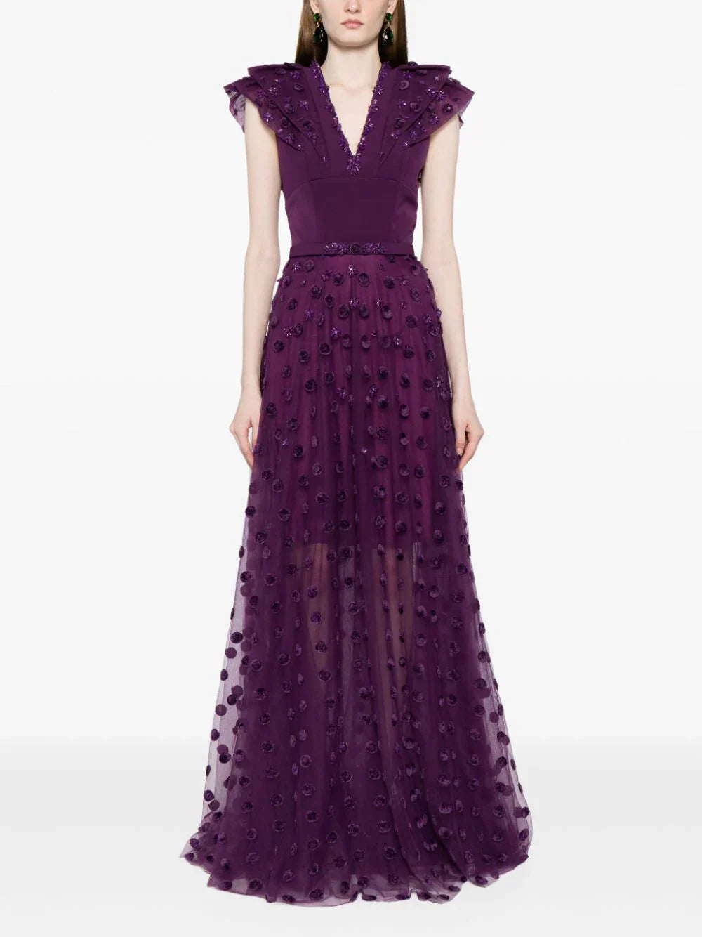 Beaded tulle dress with polka dots