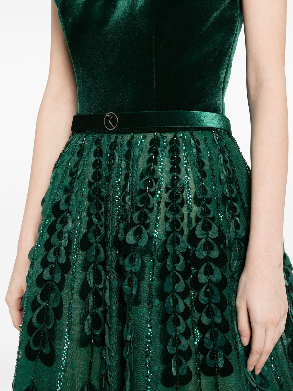 BEADED TULLE SKIRT WITH VELVET BODYSUIT