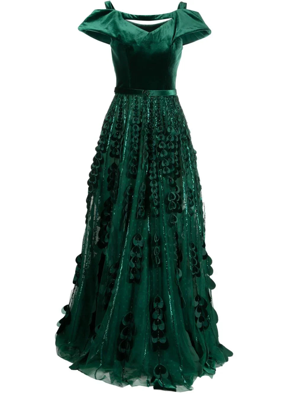 BEADED TULLE SKIRT WITH VELVET BODYSUIT