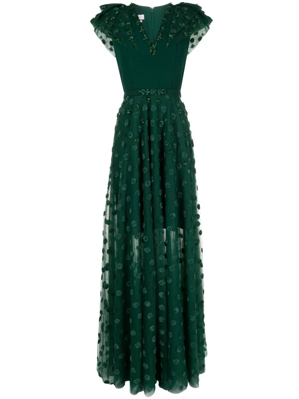 Beaded tulle dress with polka dots
