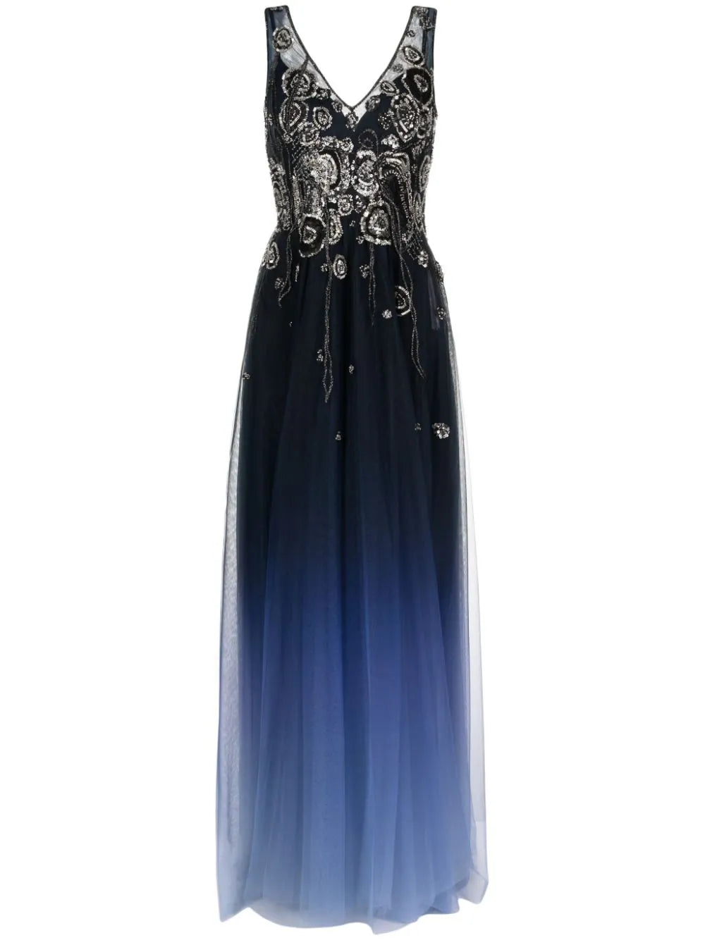 Gradient printed dress with beading