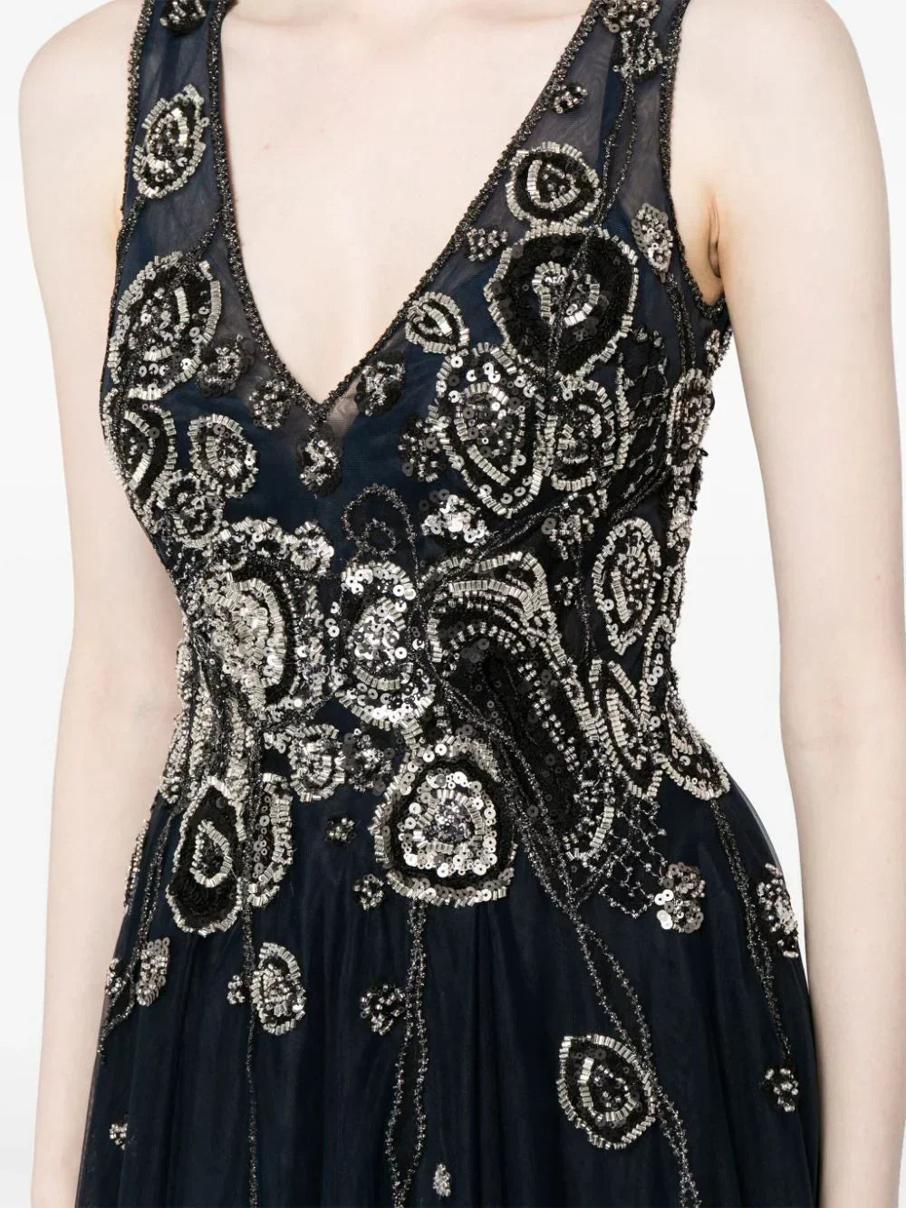 Gradient printed dress with beading