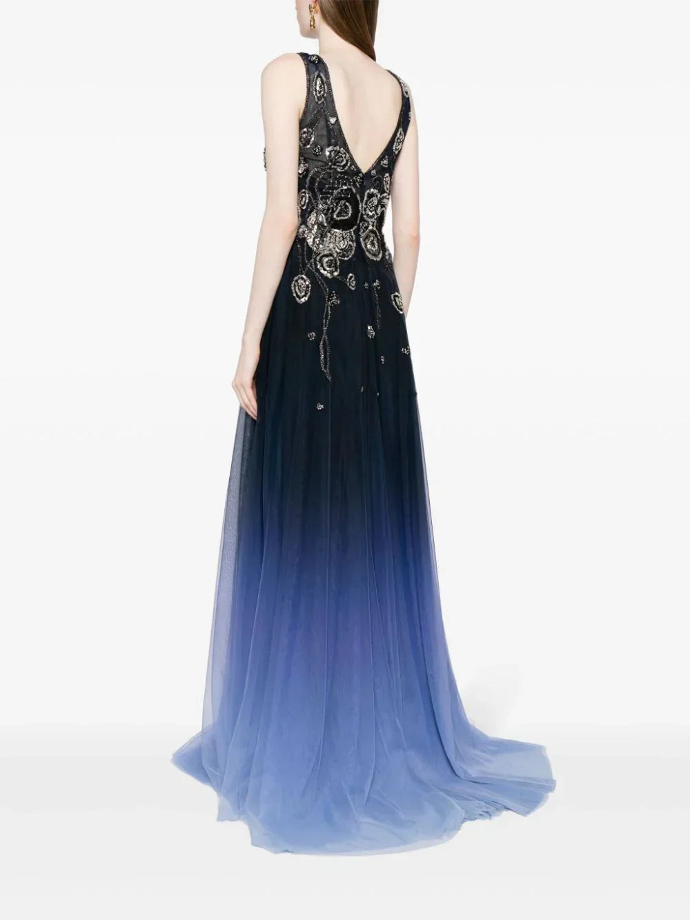 Gradient printed dress with beading