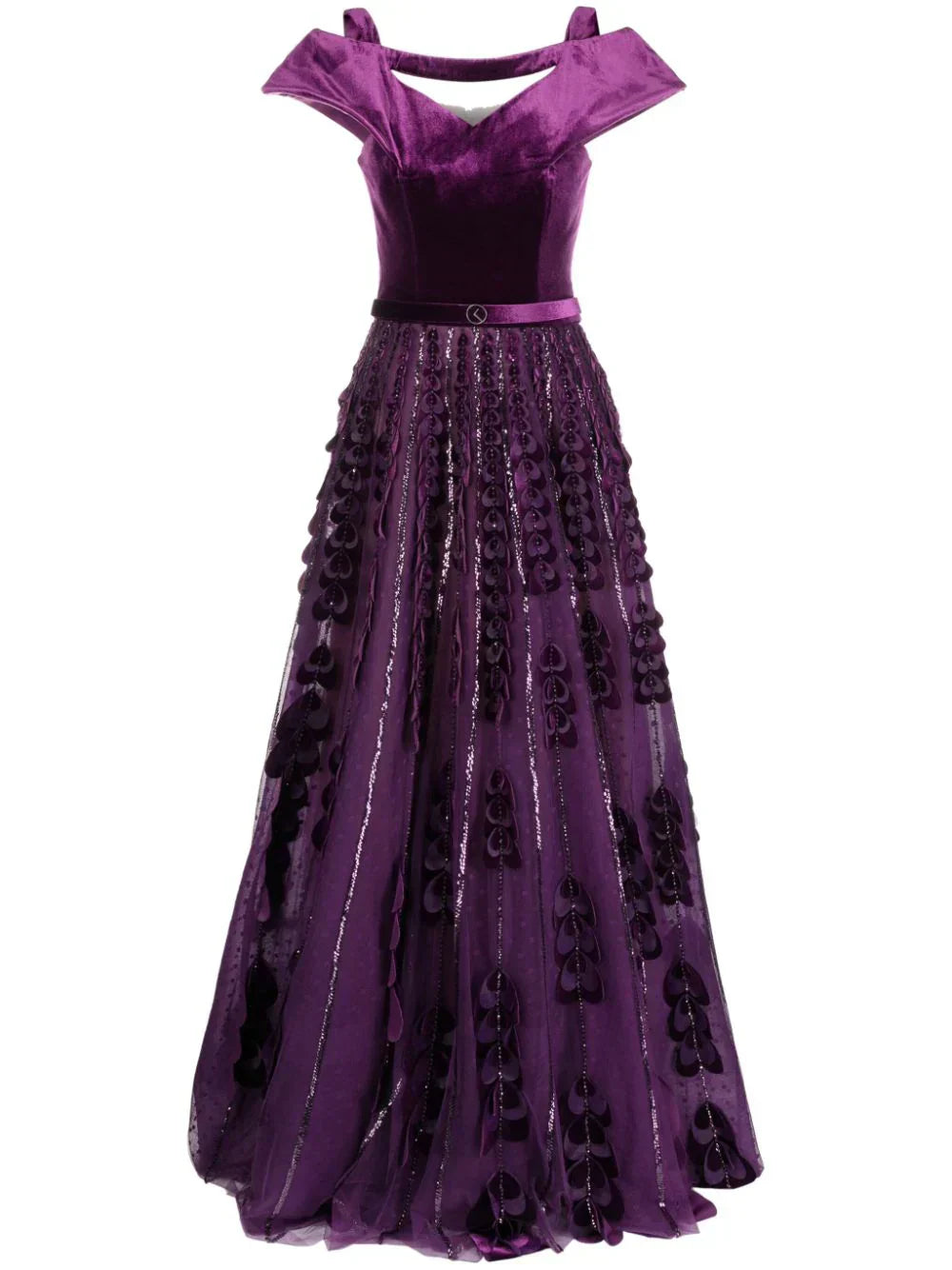 BEADED TULLE SKIRT WITH VELVET BODYSUIT