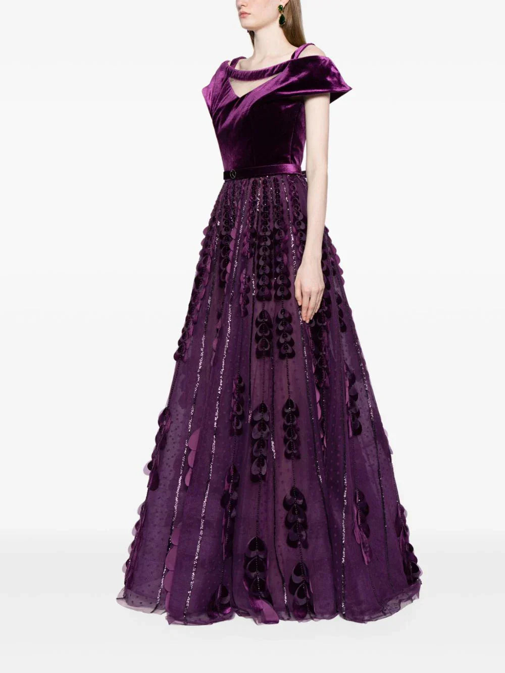 BEADED TULLE SKIRT WITH VELVET BODYSUIT