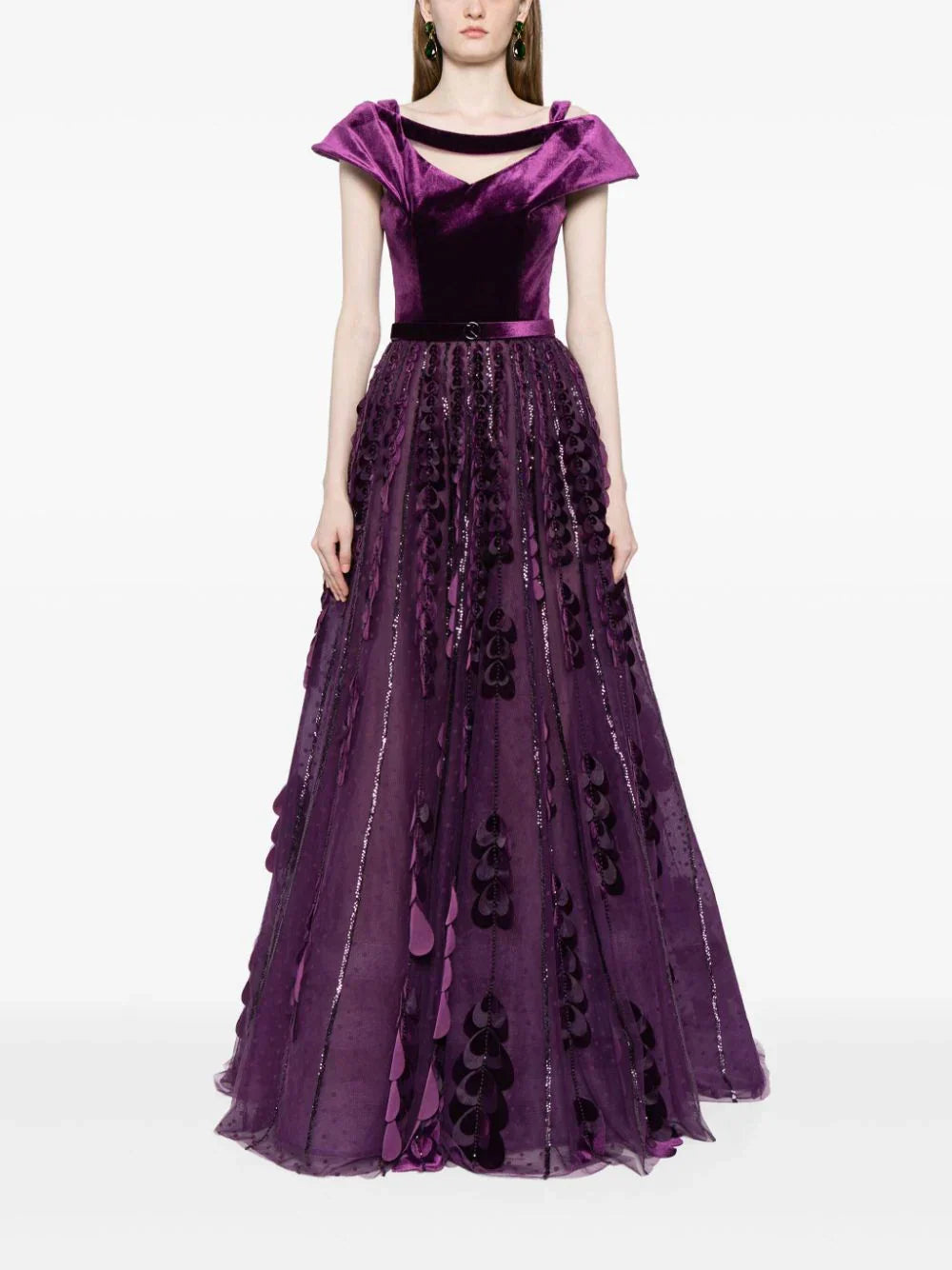 BEADED TULLE SKIRT WITH VELVET BODYSUIT