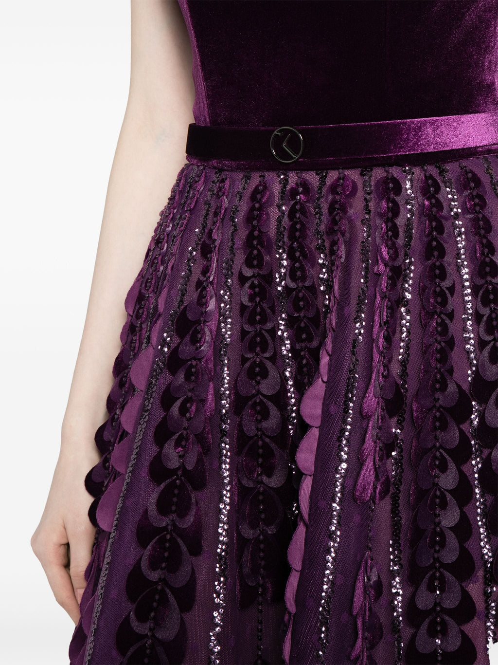 BEADED TULLE SKIRT WITH VELVET BODYSUIT