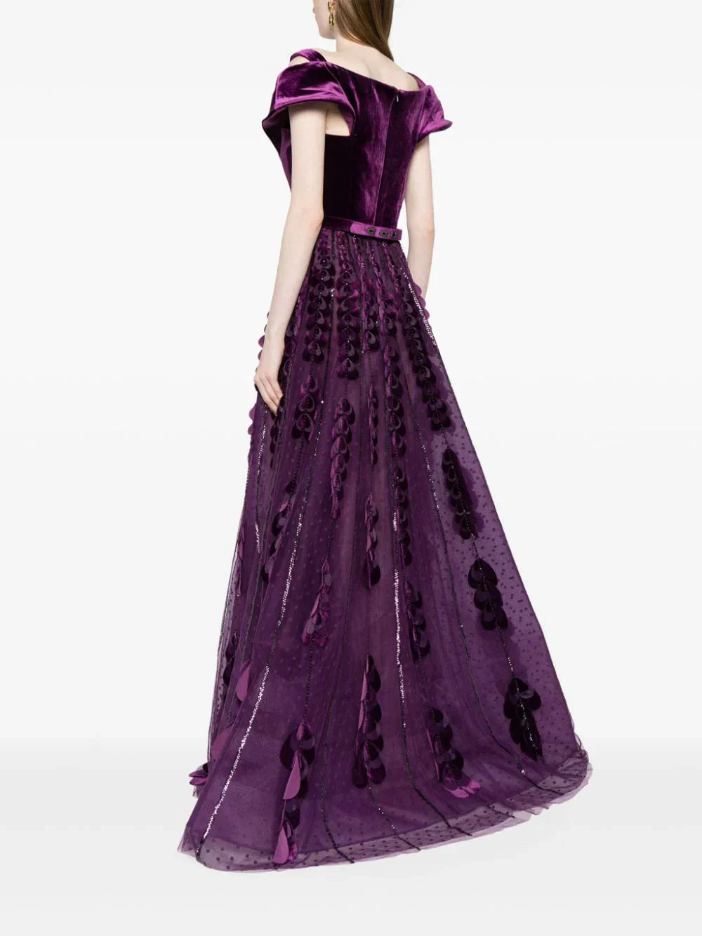 BEADED TULLE SKIRT WITH VELVET BODYSUIT