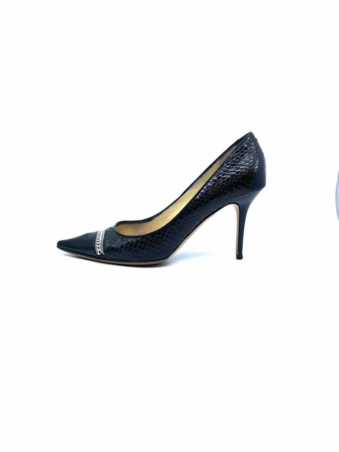 JIMMY CHOO Size 9 Black Snakeskin Solid Pumps