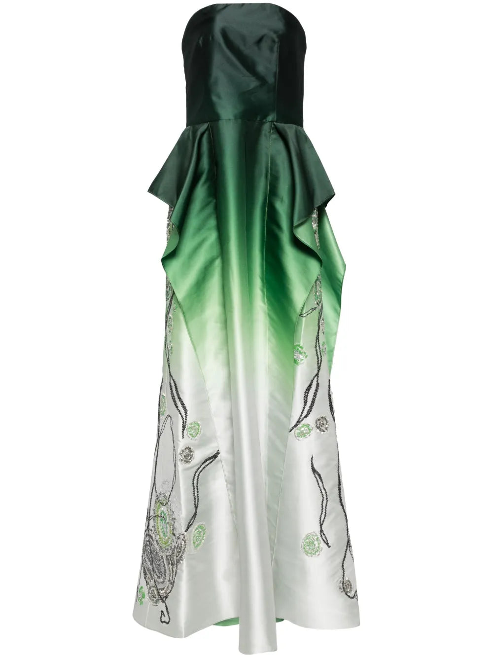 MIKADO STRAPLESS DRESS WITH BEADING ON THE SIDES