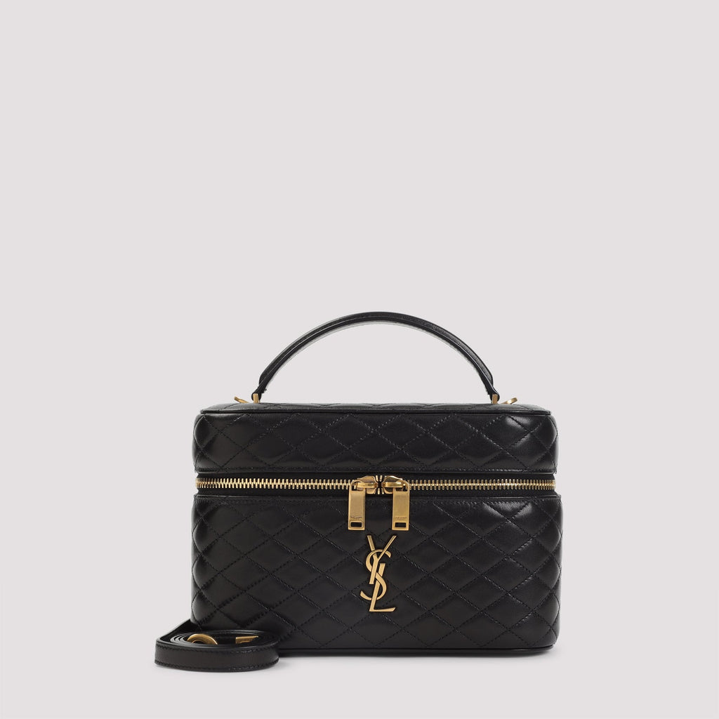 Black Matelasse Leather Gaby Vanity Shoulder Bag