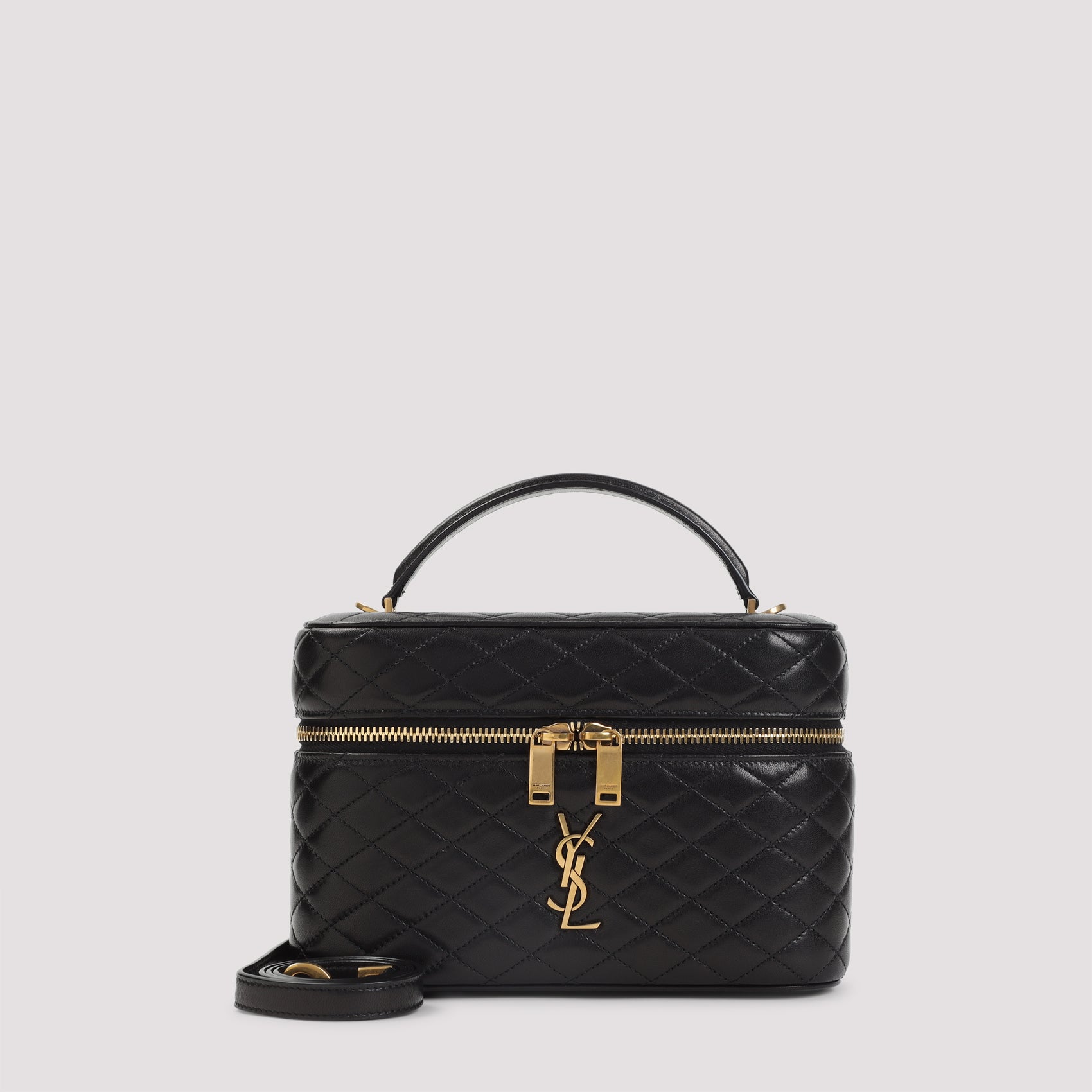 Black Matelasse Leather Gaby Vanity Shoulder Bag