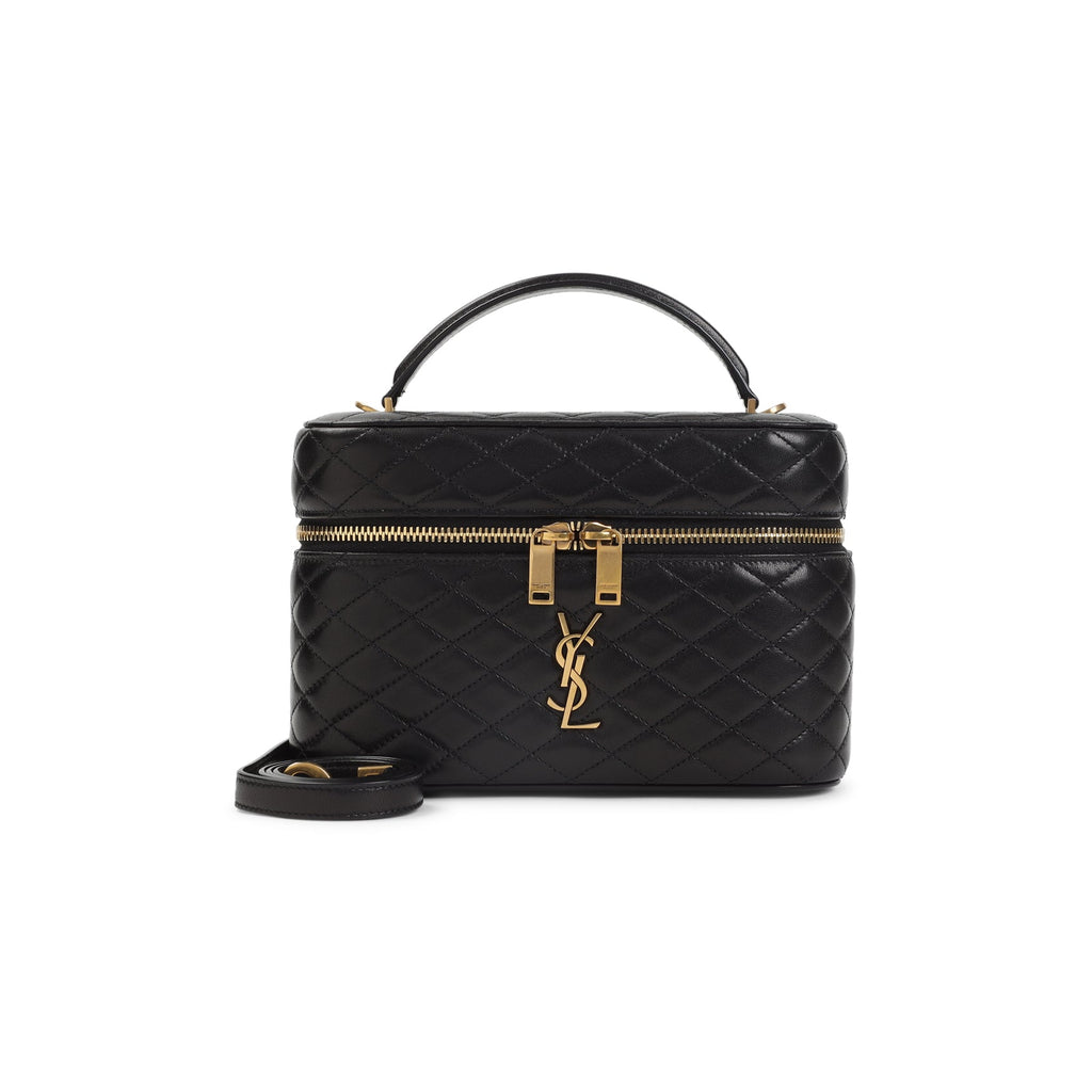Black Matelasse Leather Gaby Vanity Shoulder Bag