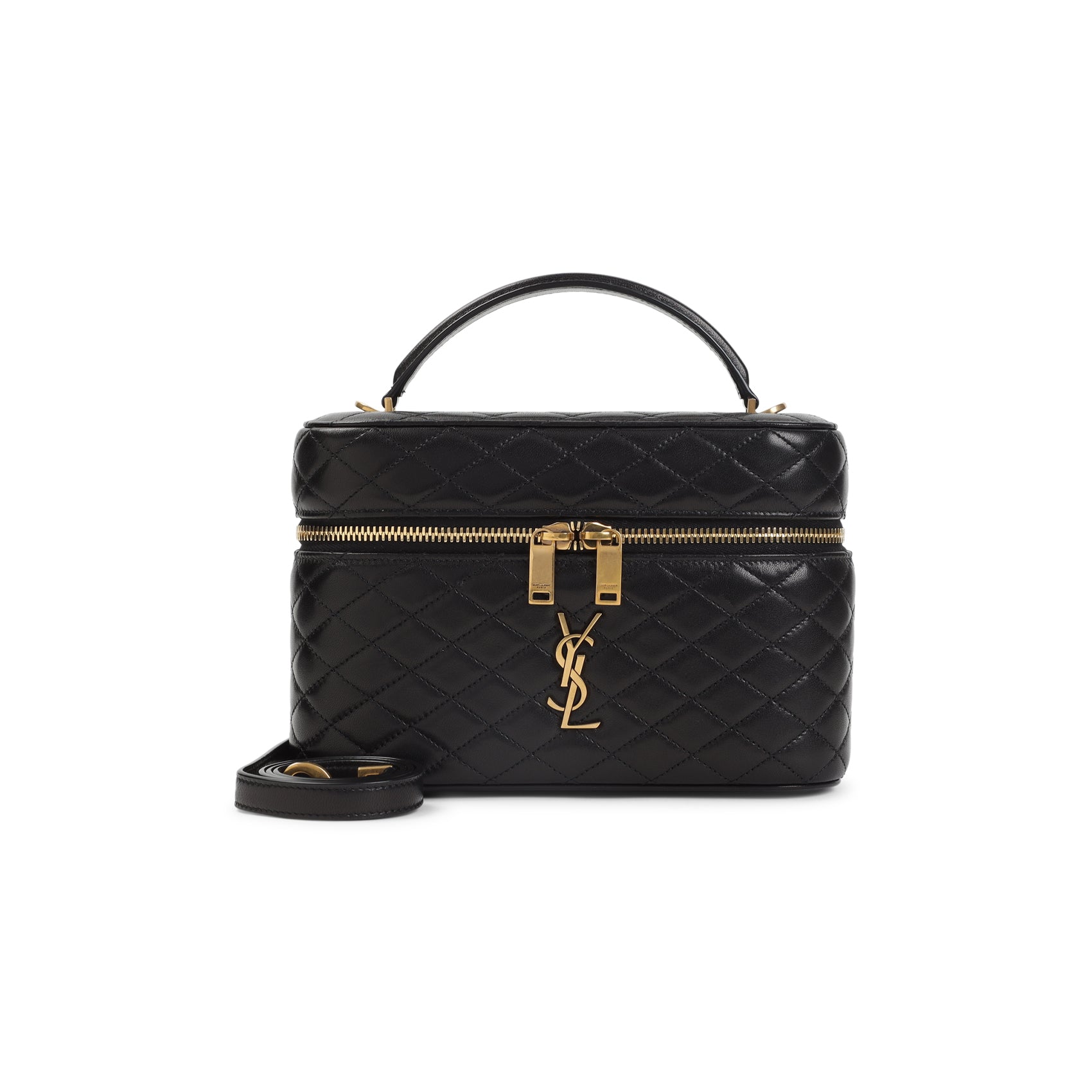 Black Matelasse Leather Gaby Vanity Shoulder Bag