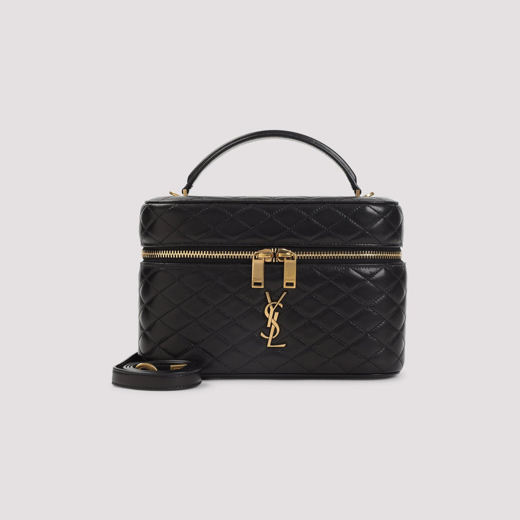 Black Matelasse Leather Gaby Vanity Shoulder Bag