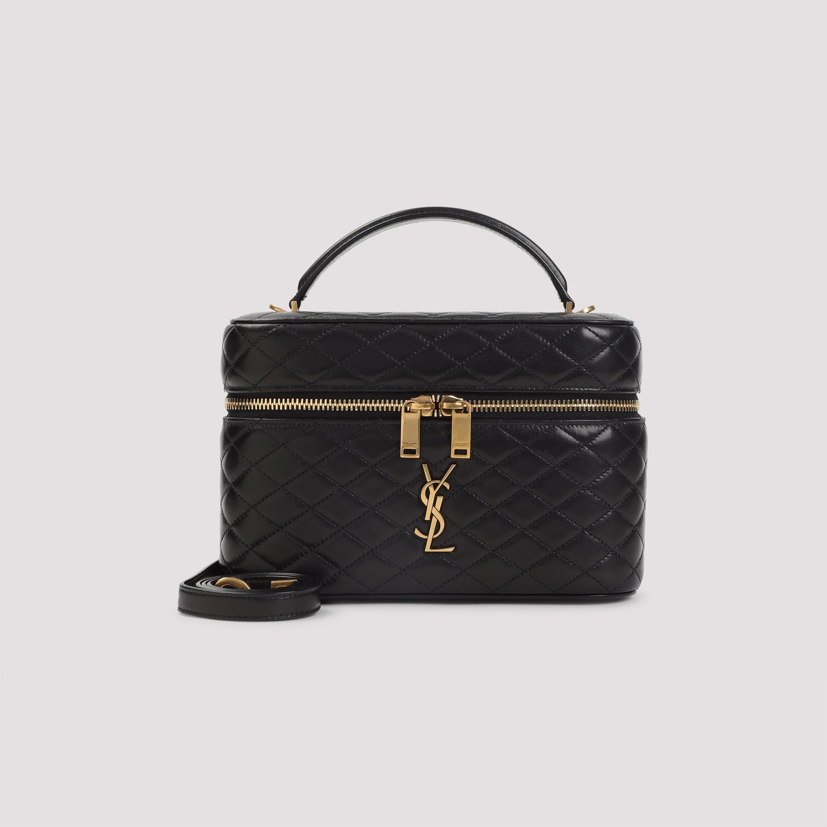Black Matelasse Leather Gaby Vanity Shoulder Bag