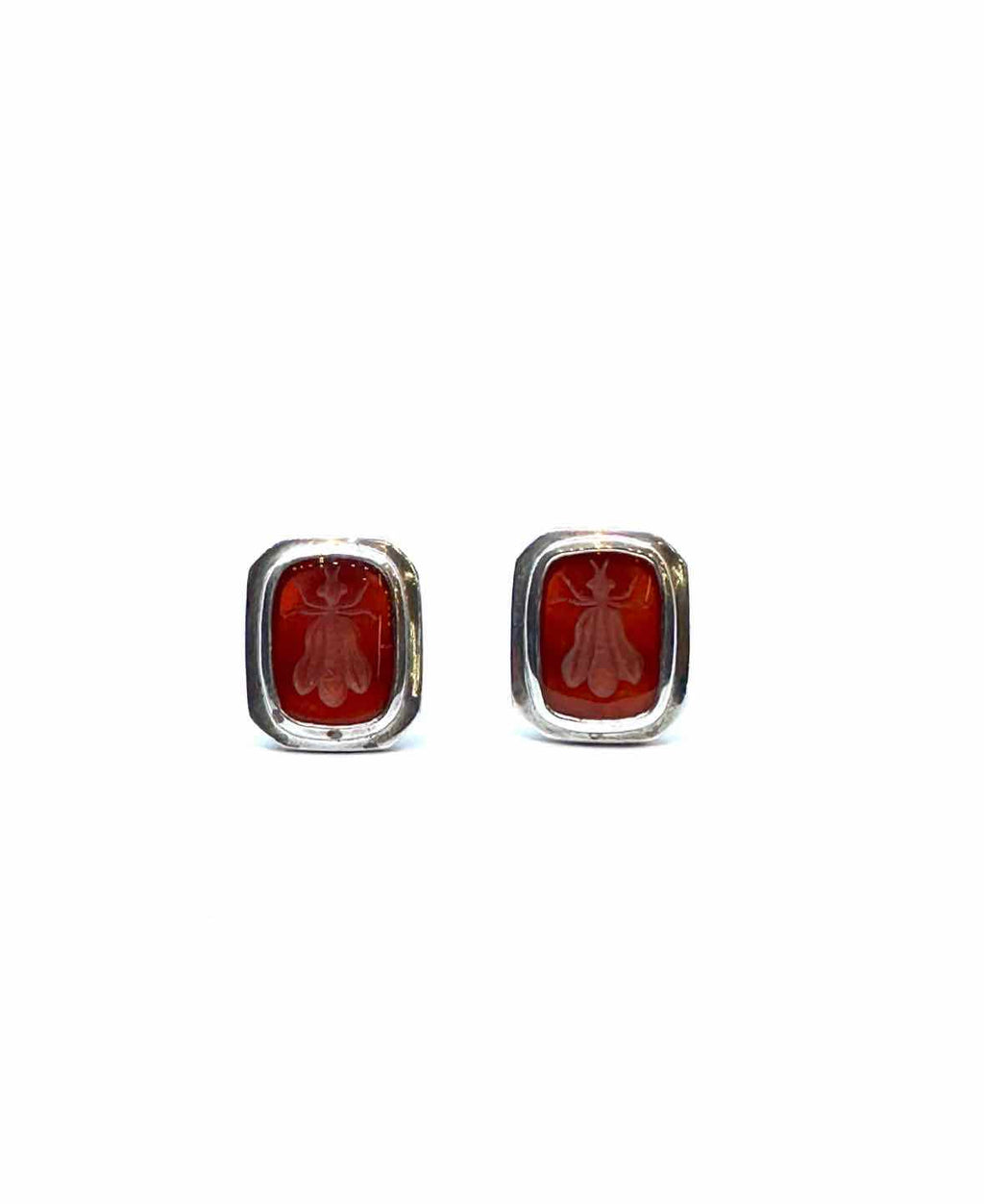 Rust Chalcedony Pierced Earrings