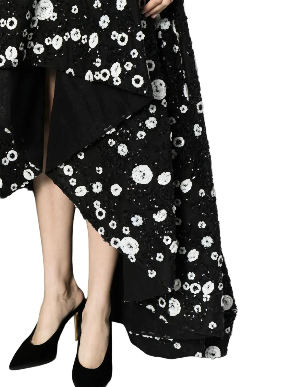 TULLE HIGH-LOW DRESS WITH DOTTED BEADING