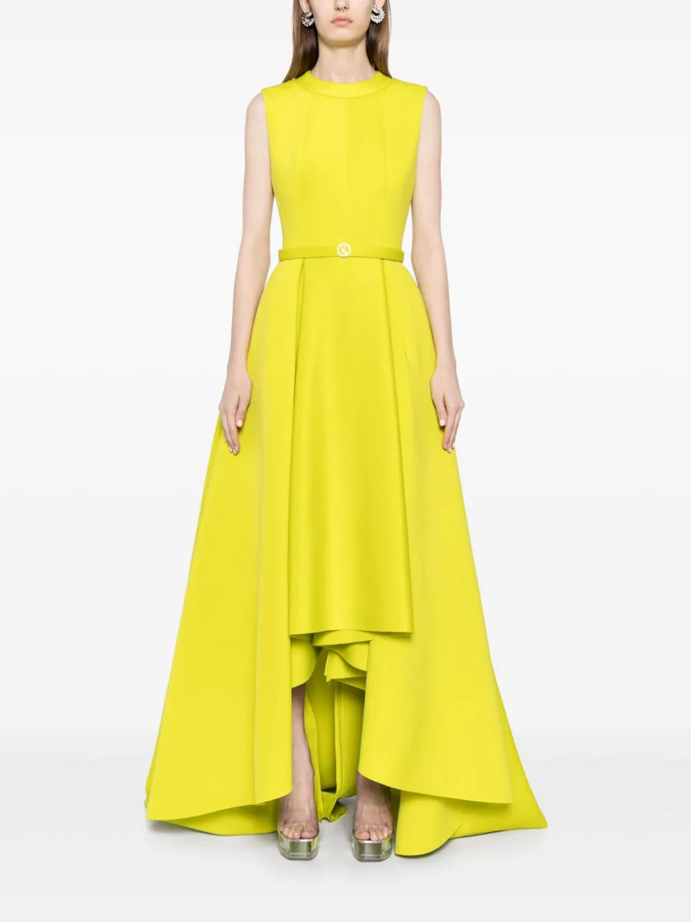 NEOPRENE DRESS WITH HIGH-LOW SKIRT