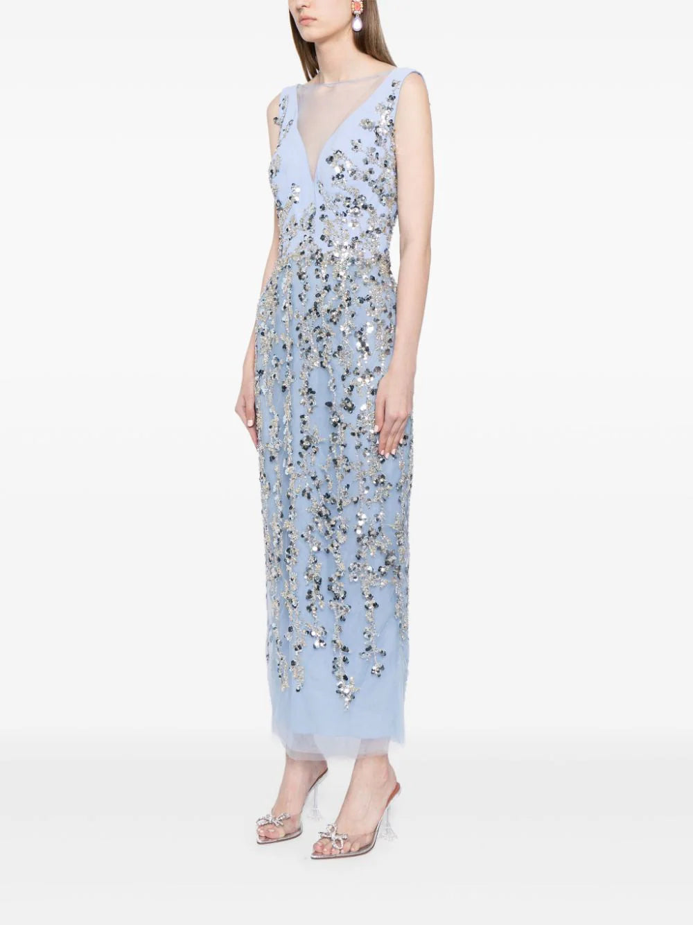 TULLE STRAIGHT FIT DRESS WITH SEQUIN BEADING