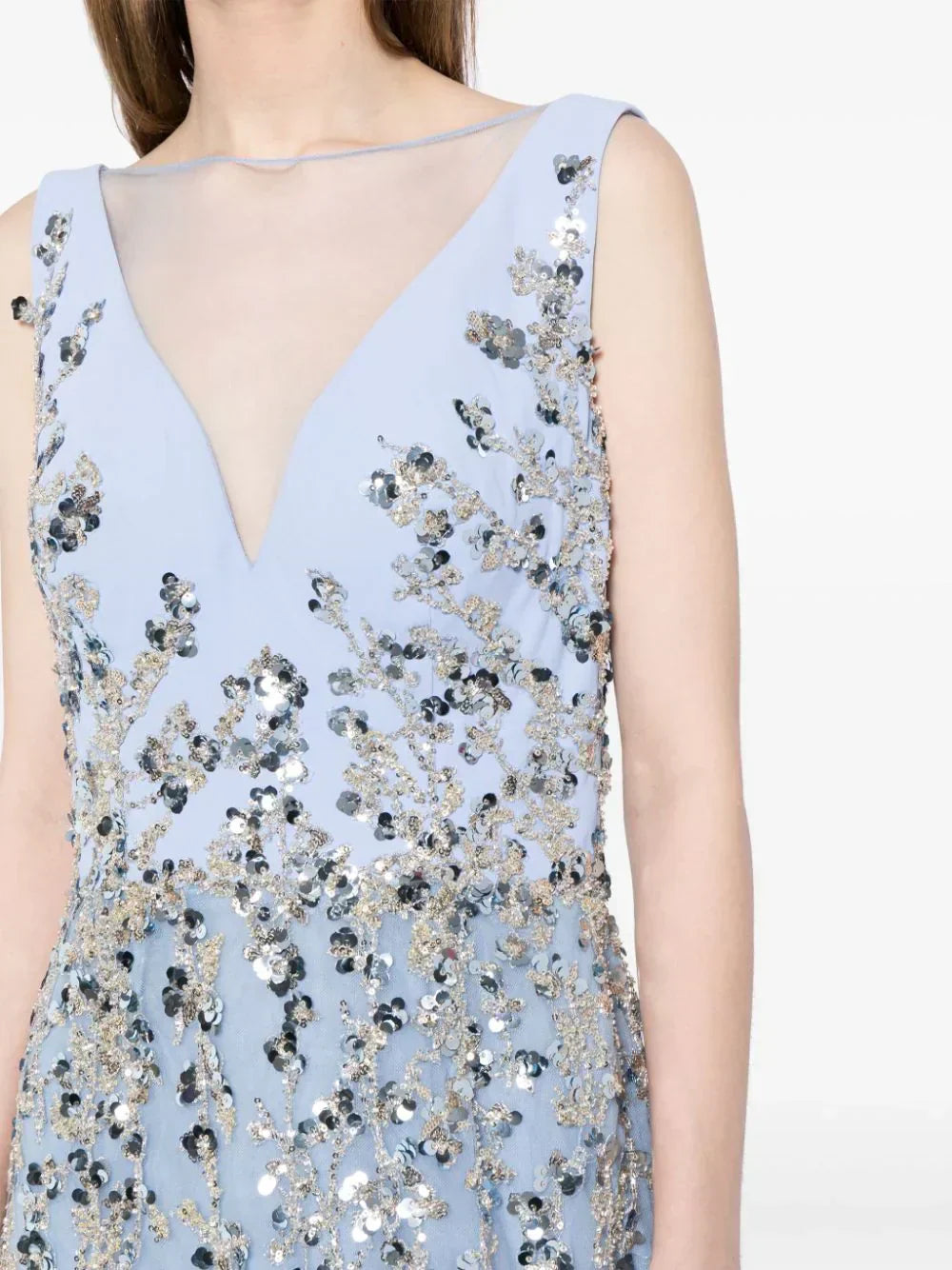 TULLE STRAIGHT FIT DRESS WITH SEQUIN BEADING