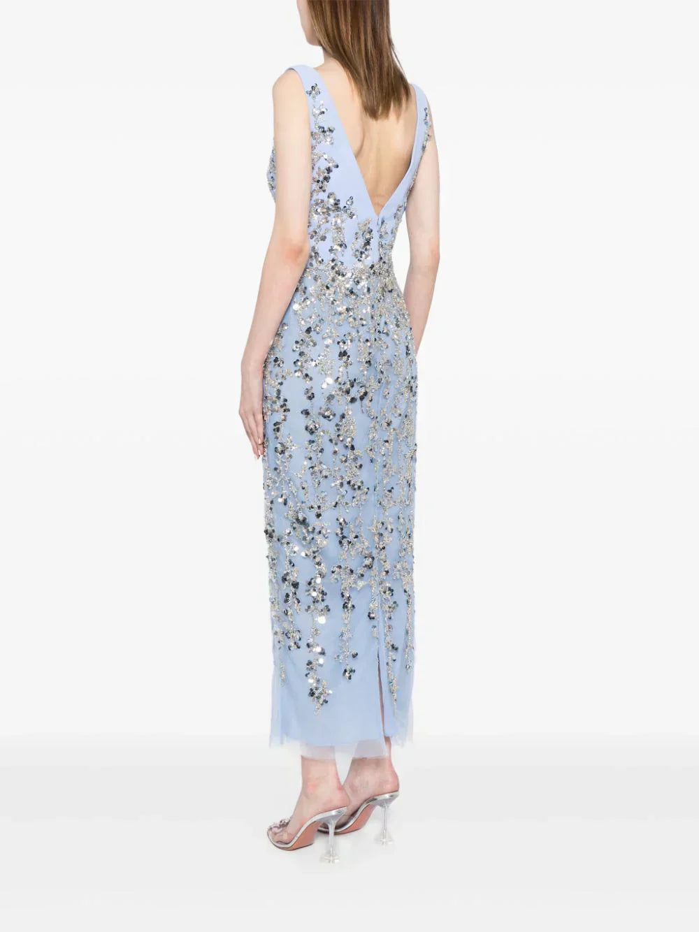 TULLE STRAIGHT FIT DRESS WITH SEQUIN BEADING