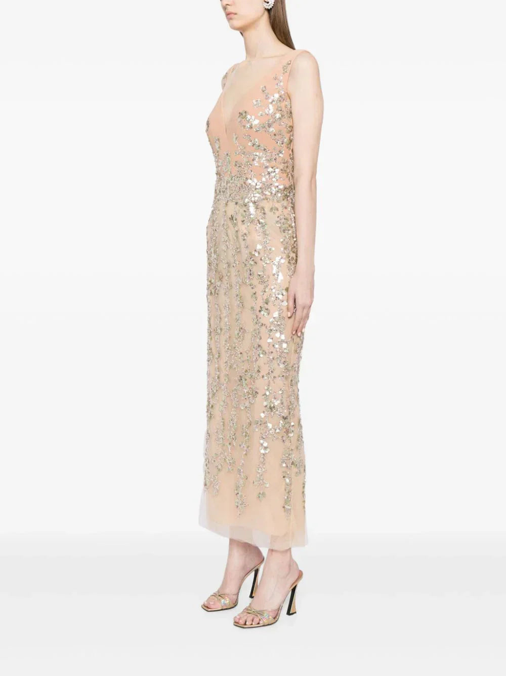 TULLE STRAIGHT FIT DRESS WITH SEQUIN BEADING