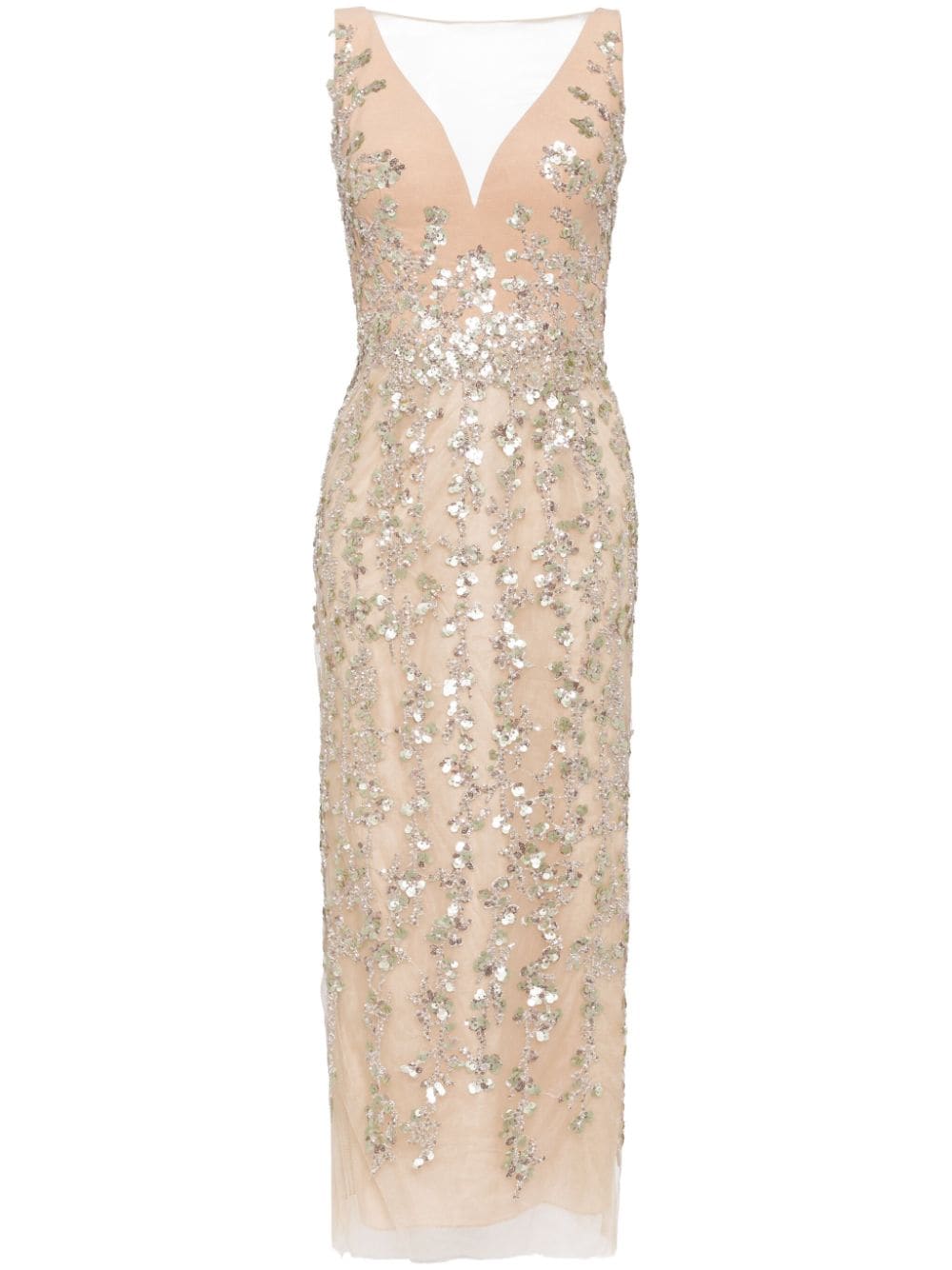 TULLE STRAIGHT FIT DRESS WITH SEQUIN BEADING