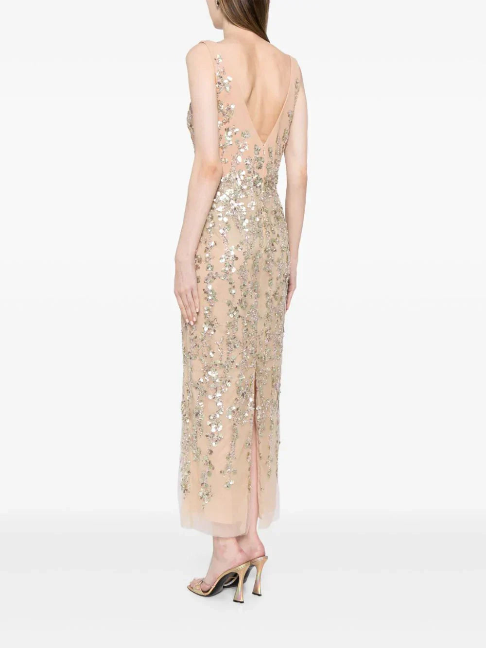 TULLE STRAIGHT FIT DRESS WITH SEQUIN BEADING