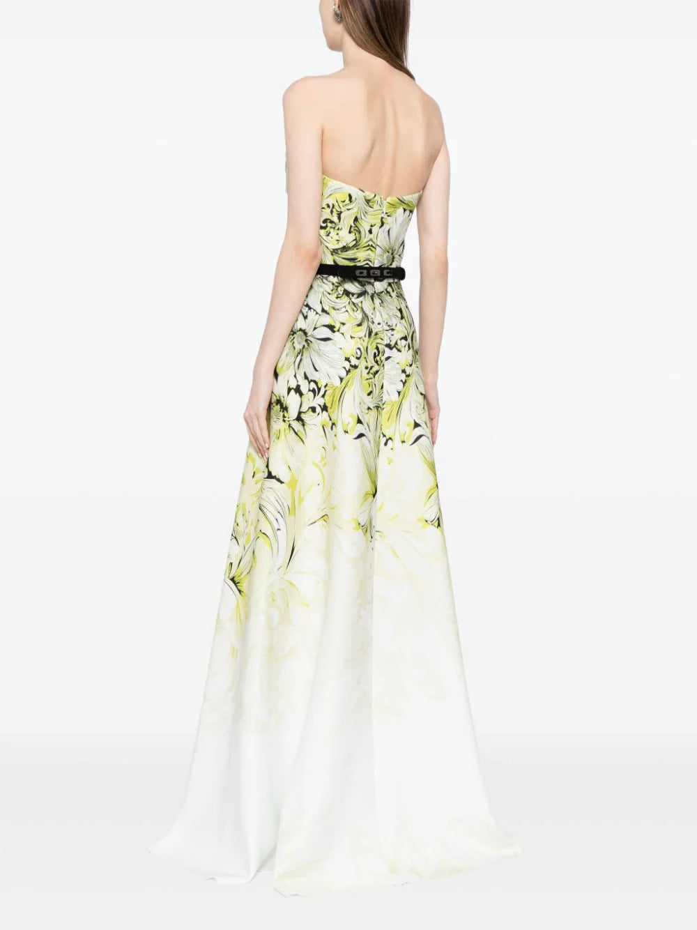 NEOPRENE STRAPLESS PRINTED DRESS