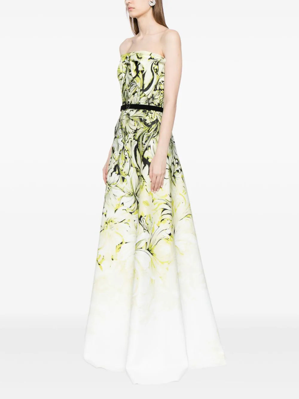 NEOPRENE STRAPLESS PRINTED DRESS