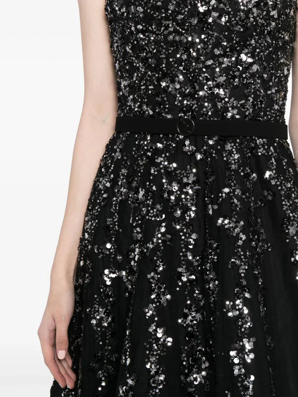 Tulle Strapless Dress With Dotted Beading