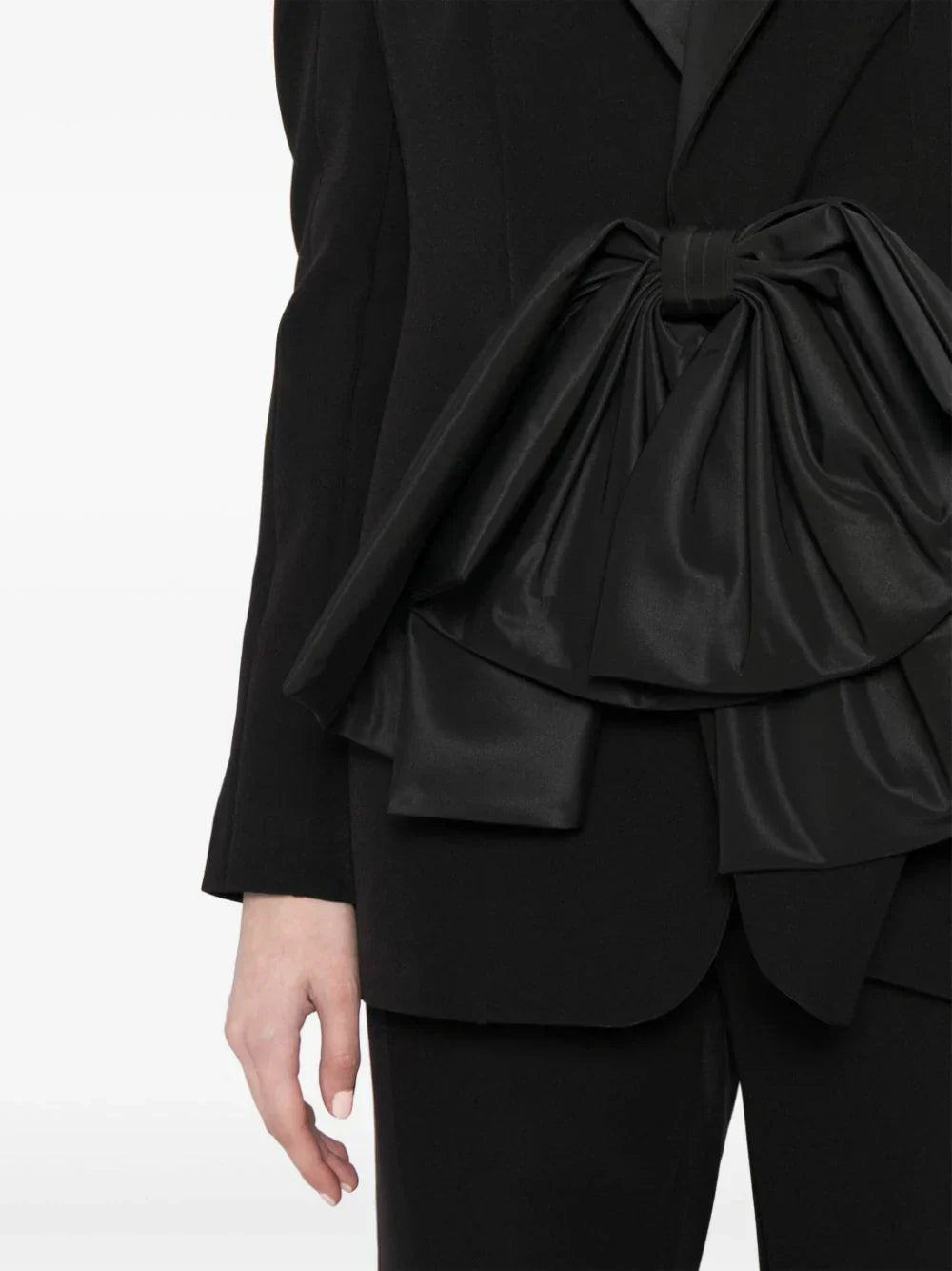 CREPE TAILORED JACKET WITH TAFFETA COLLAR AND BOW