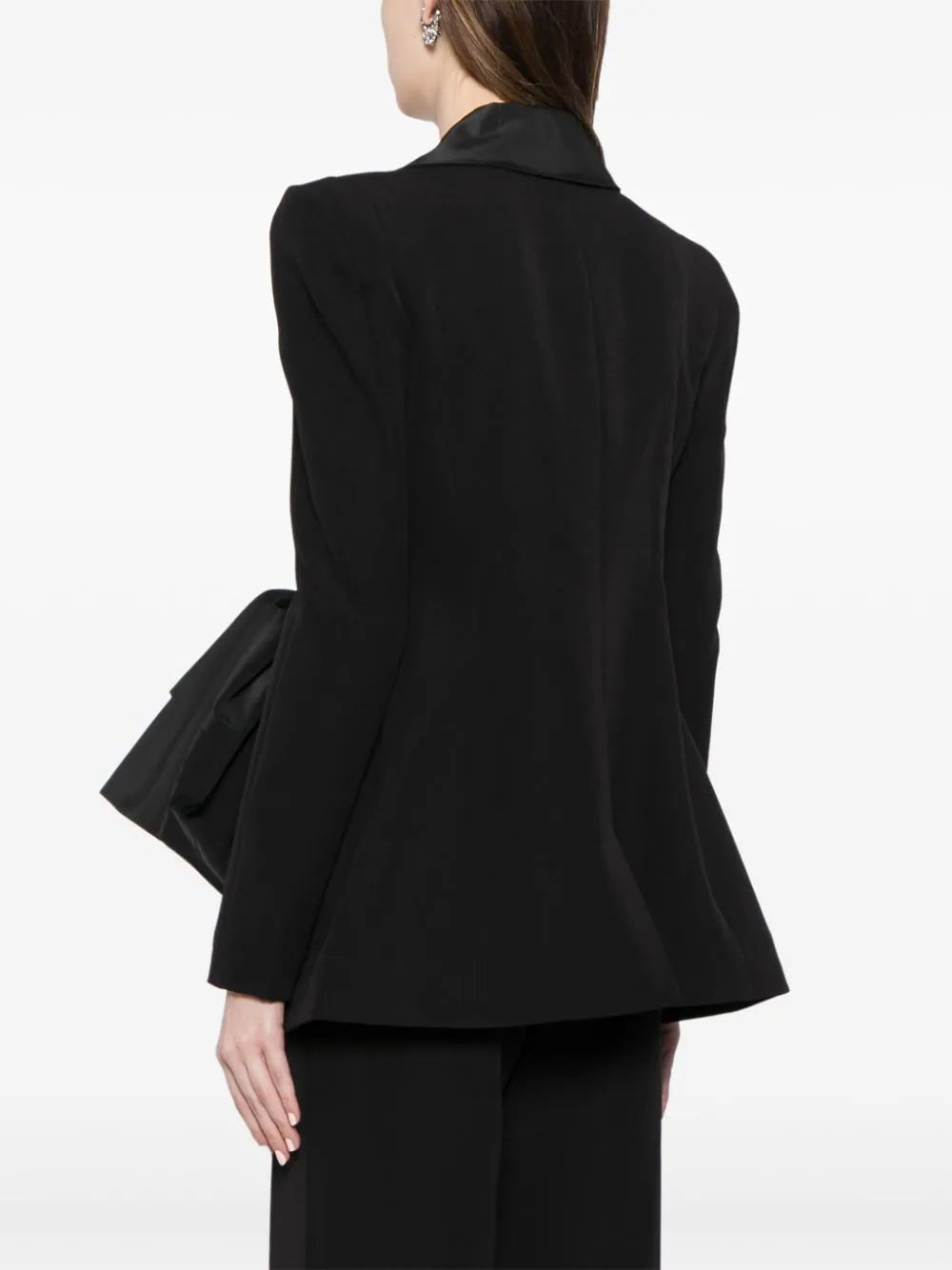 CREPE TAILORED JACKET WITH TAFFETA COLLAR AND BOW