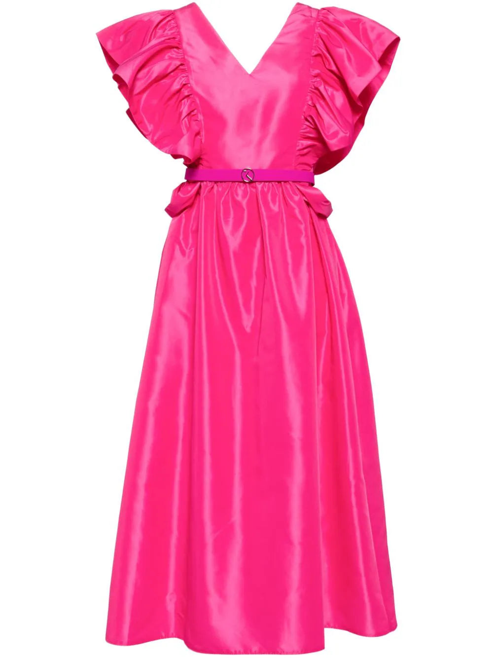 TAFFETA DRESS WITH GATHERED SLEEVES