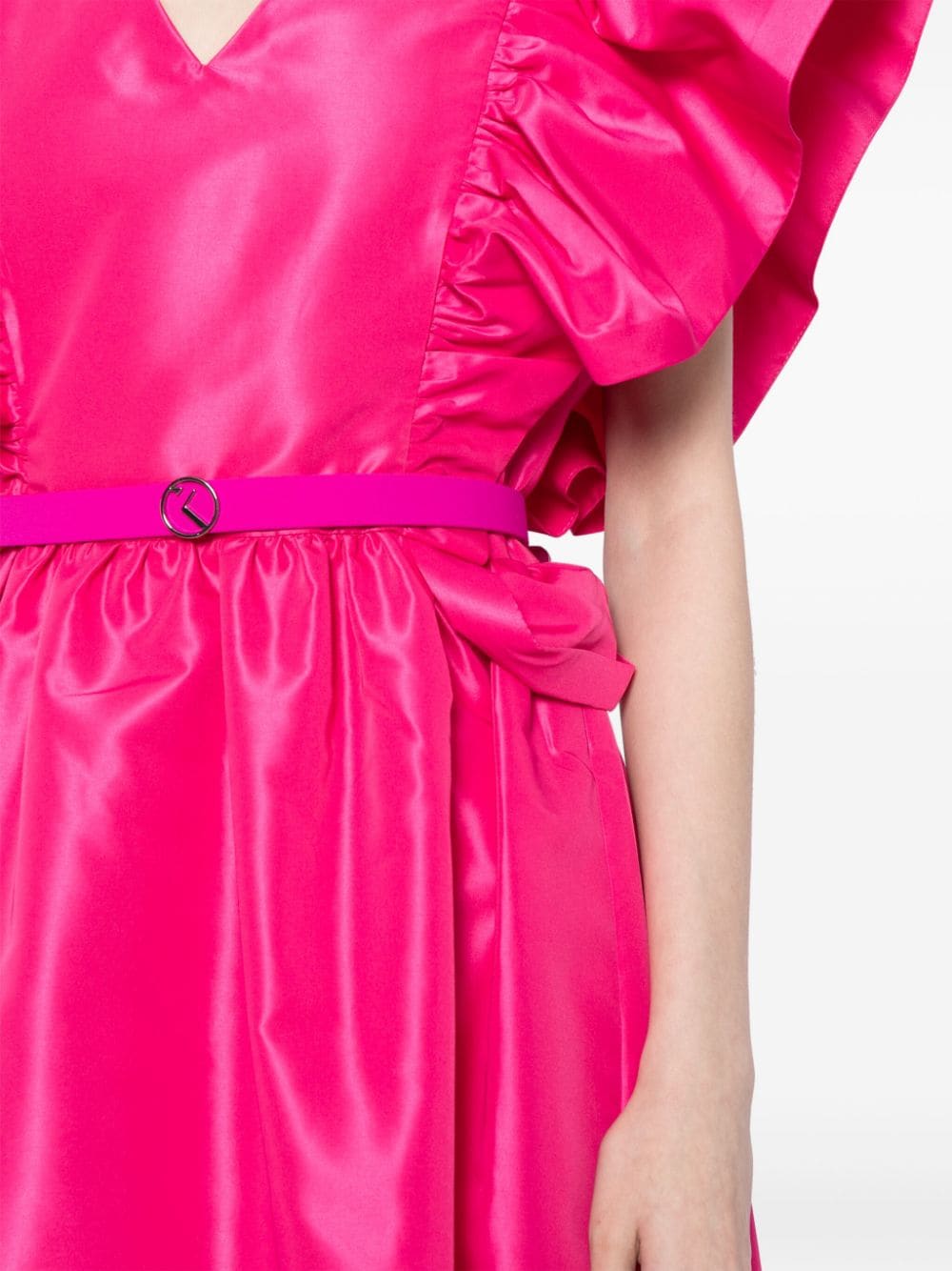TAFFETA DRESS WITH GATHERED SLEEVES
