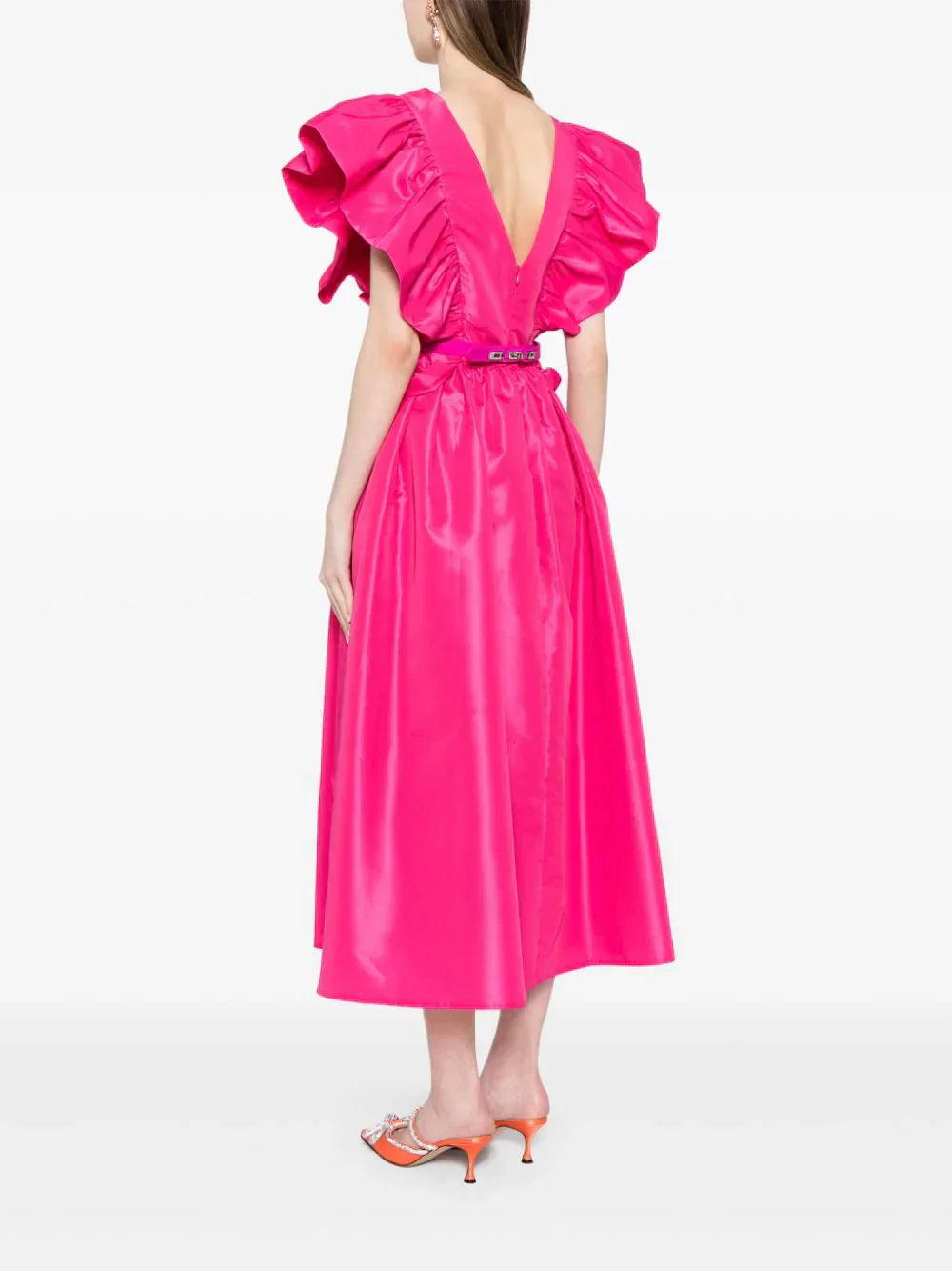 TAFFETA DRESS WITH GATHERED SLEEVES