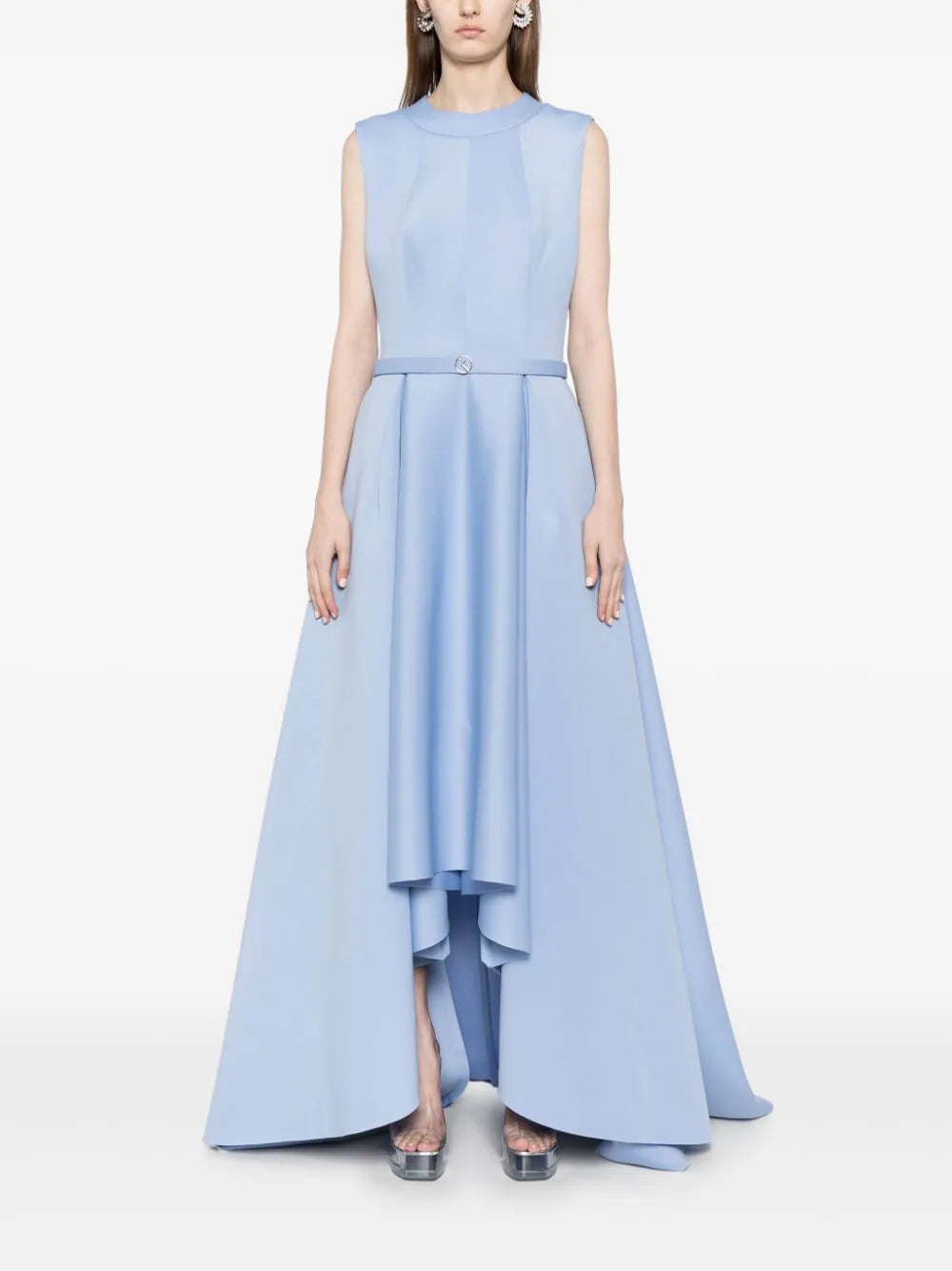 NEOPRENE DRESS WITH HIGH-LOW SKIRT