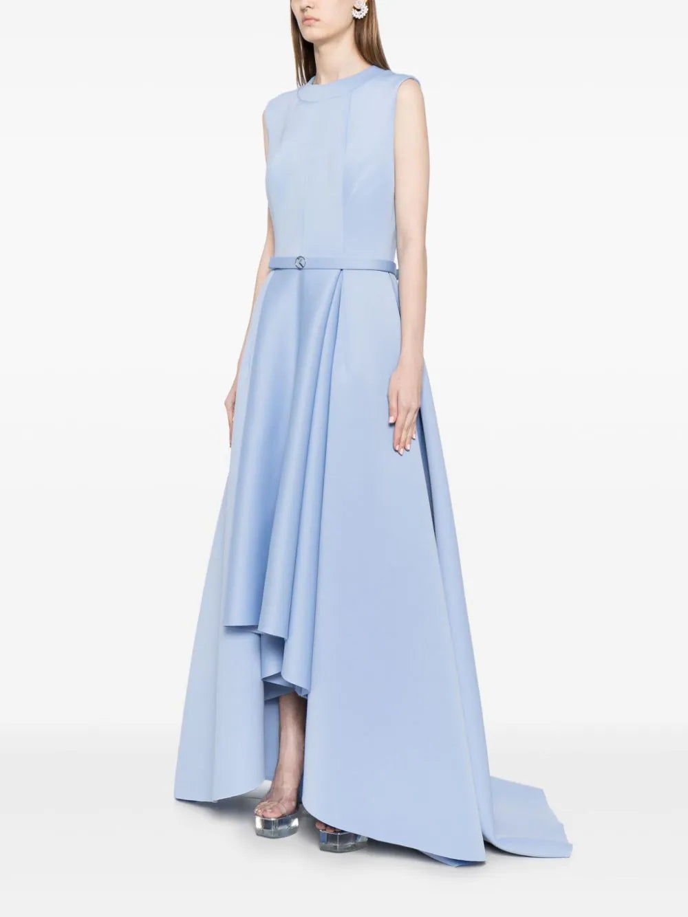 NEOPRENE DRESS WITH HIGH-LOW SKIRT