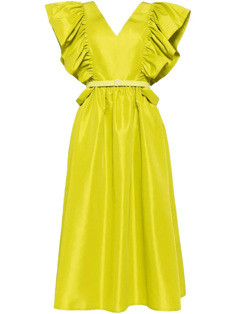 TAFFETA DRESS WITH GATHERED SLEEVES
